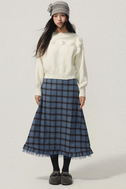 Detachable Skirt Flower Sweater Dress