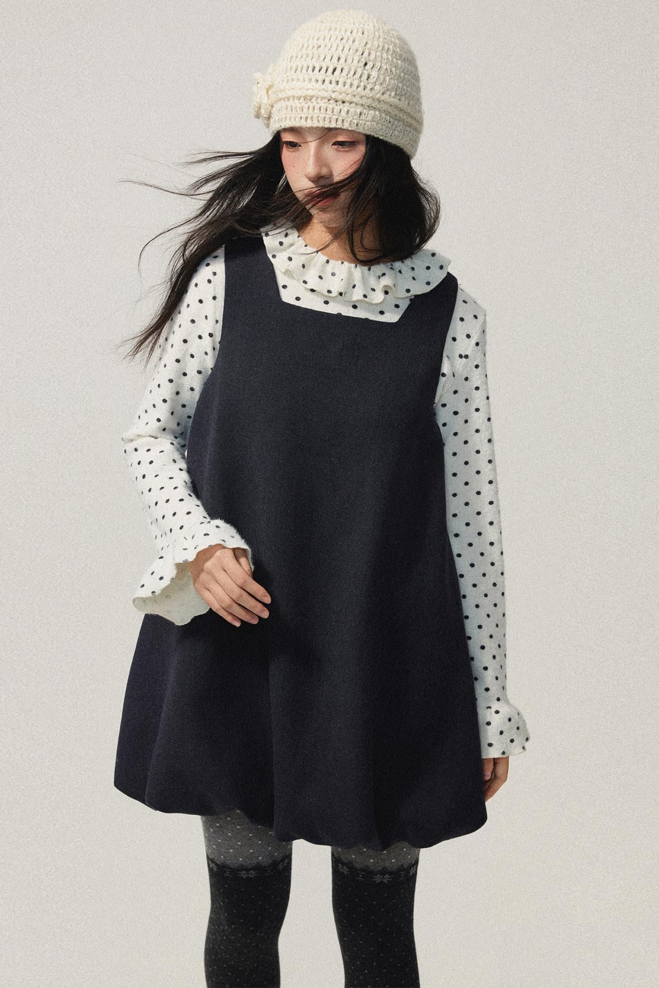 Ruffled Neck Polka Dot Top