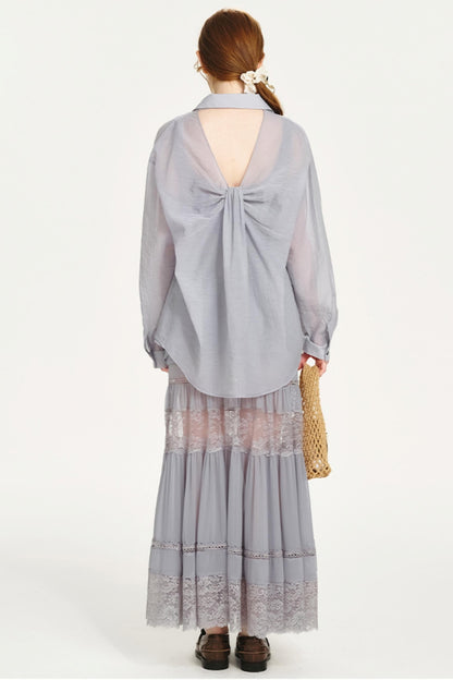 Sheer Romantic Backless Dress Set-Up