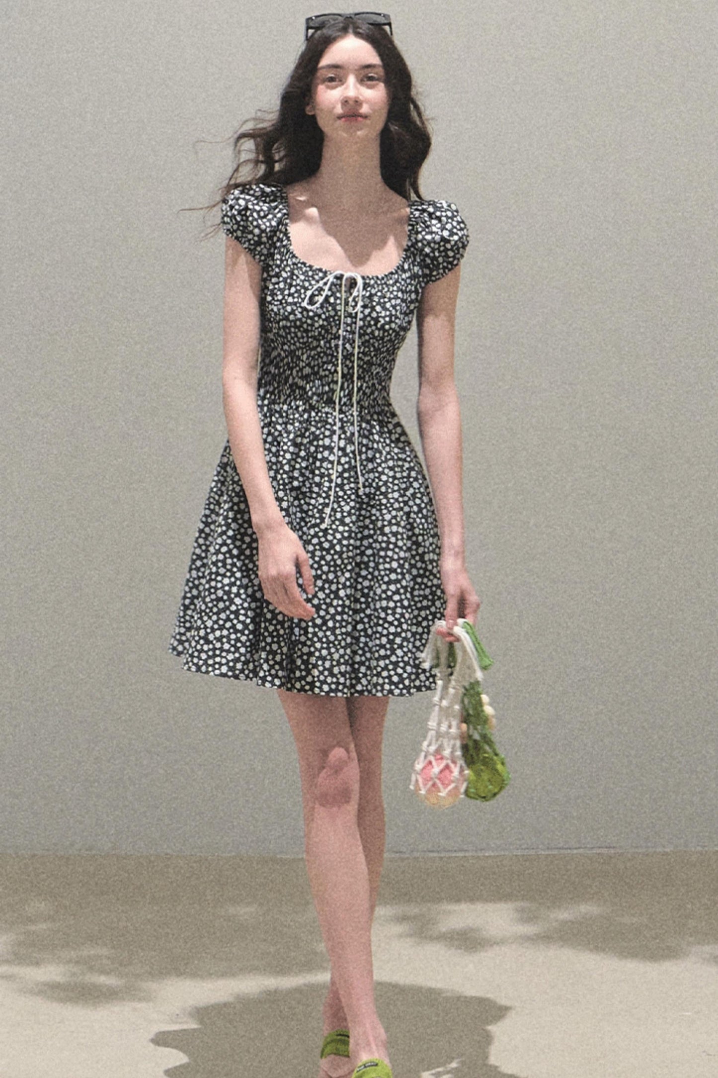 Drawstring Graffiti Dress