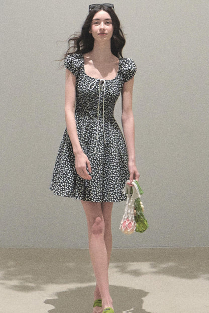 Drawstring Graffiti Dress