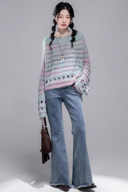 Sea Foam Wool Knit Pullover Top
