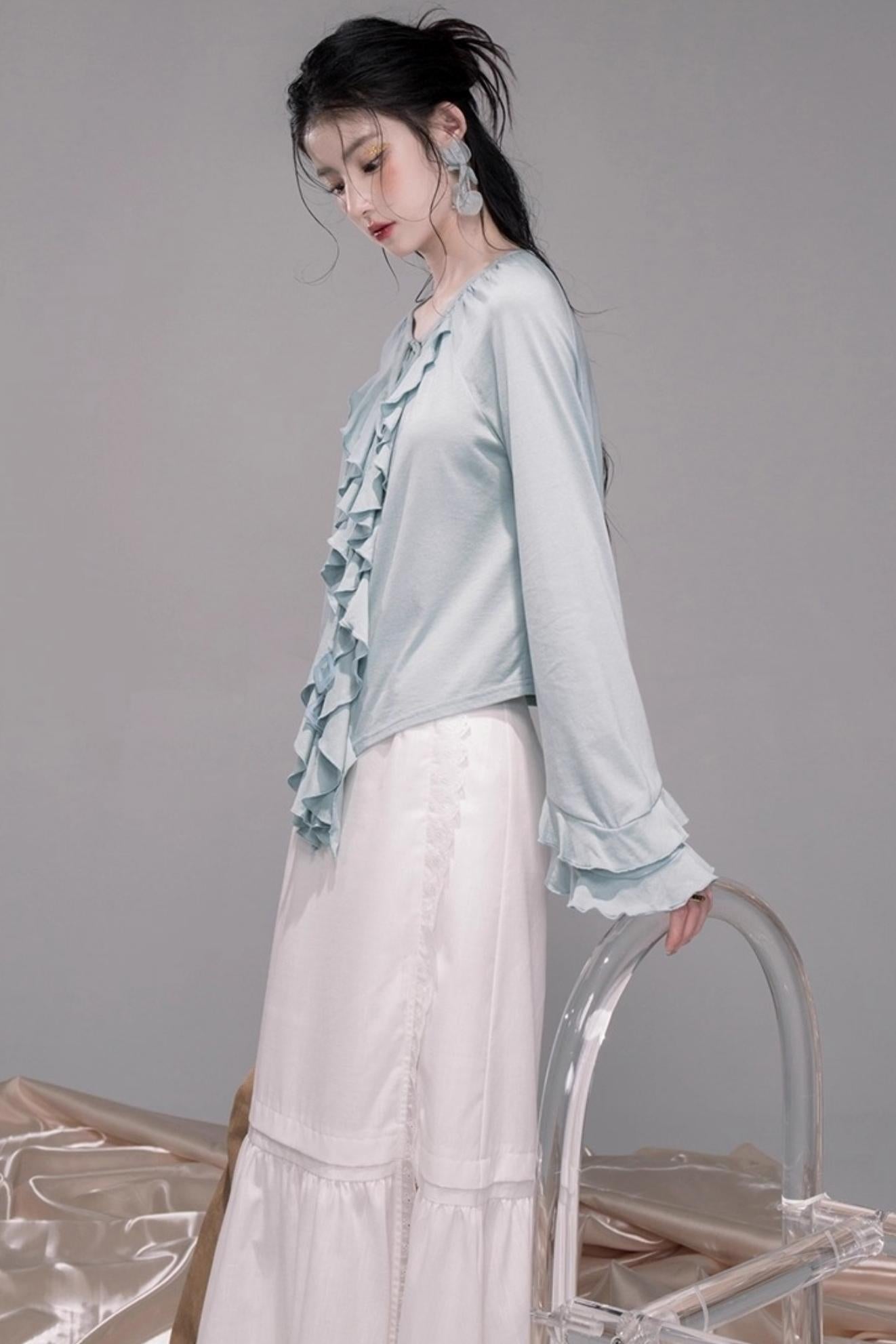 Dynamic Blue Wool Shirt