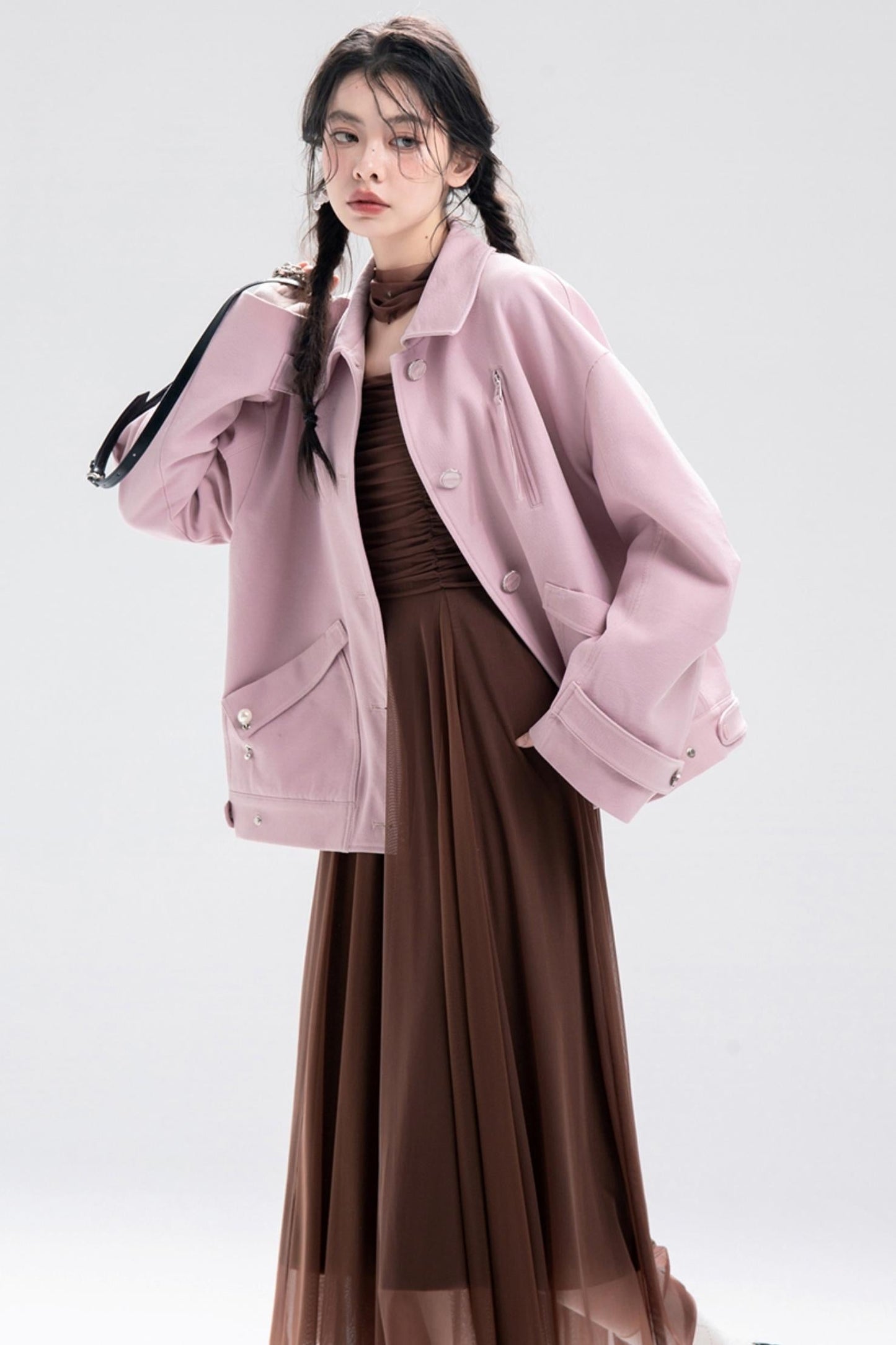 Elegant Rose Twill Jacket