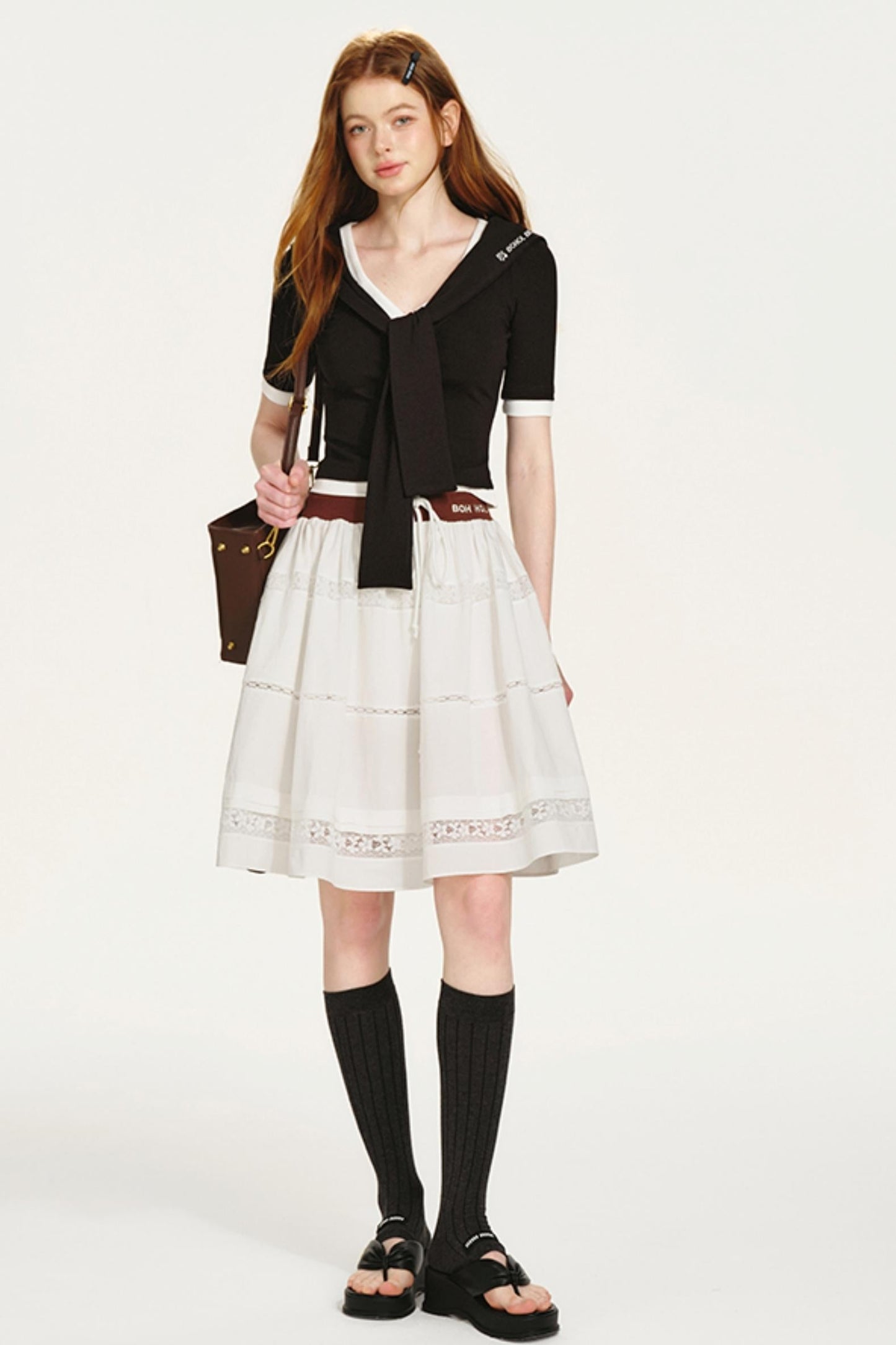 Embroidered Navy Knit Sweater