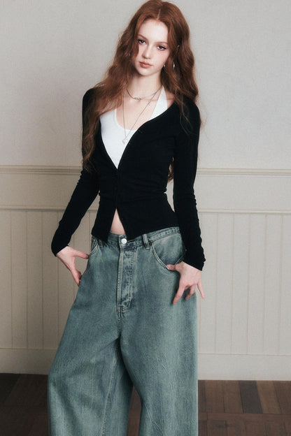 Layered Suspender Cardigan