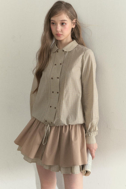 Vintage White Plaid Long Sleeve Inner Shirt