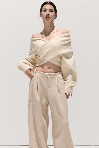 High-Waisted Wool Trousers