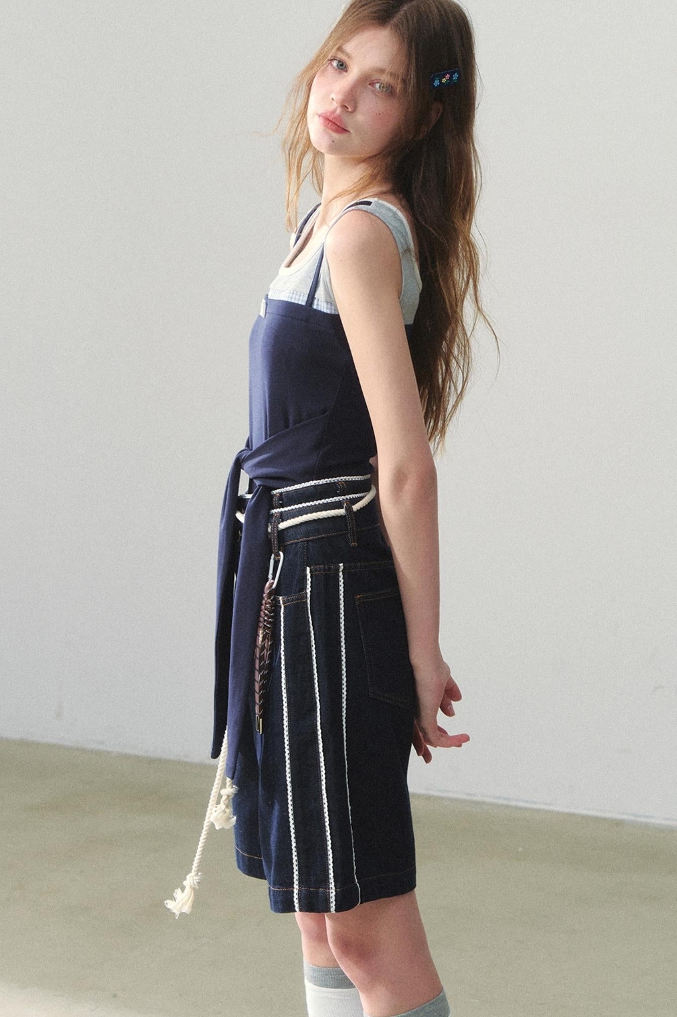 Vintage Dot Lace Denim Pants