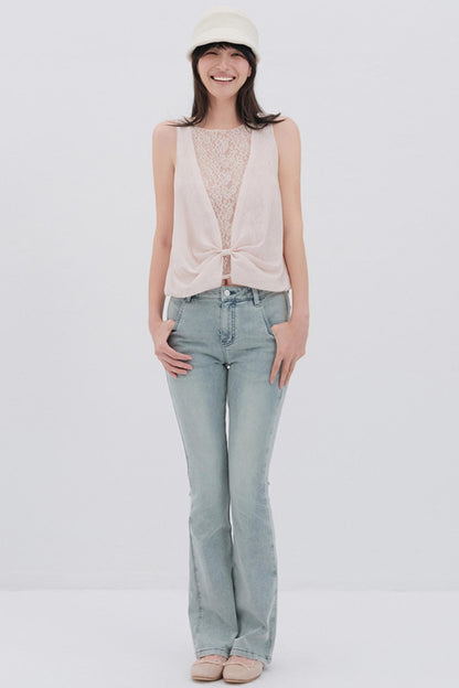 Butterfly Linen Blend Vest Style Top