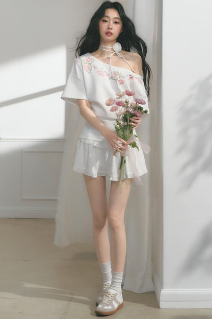 Floral Embroidered Button Top