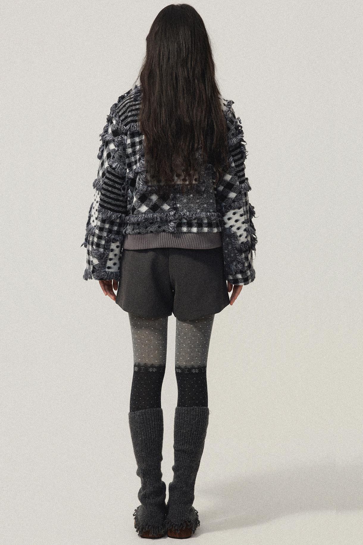 Gray Polka Dot Lambswool Coat