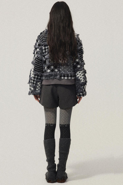 Gray Polka Dot Lambswool Coat