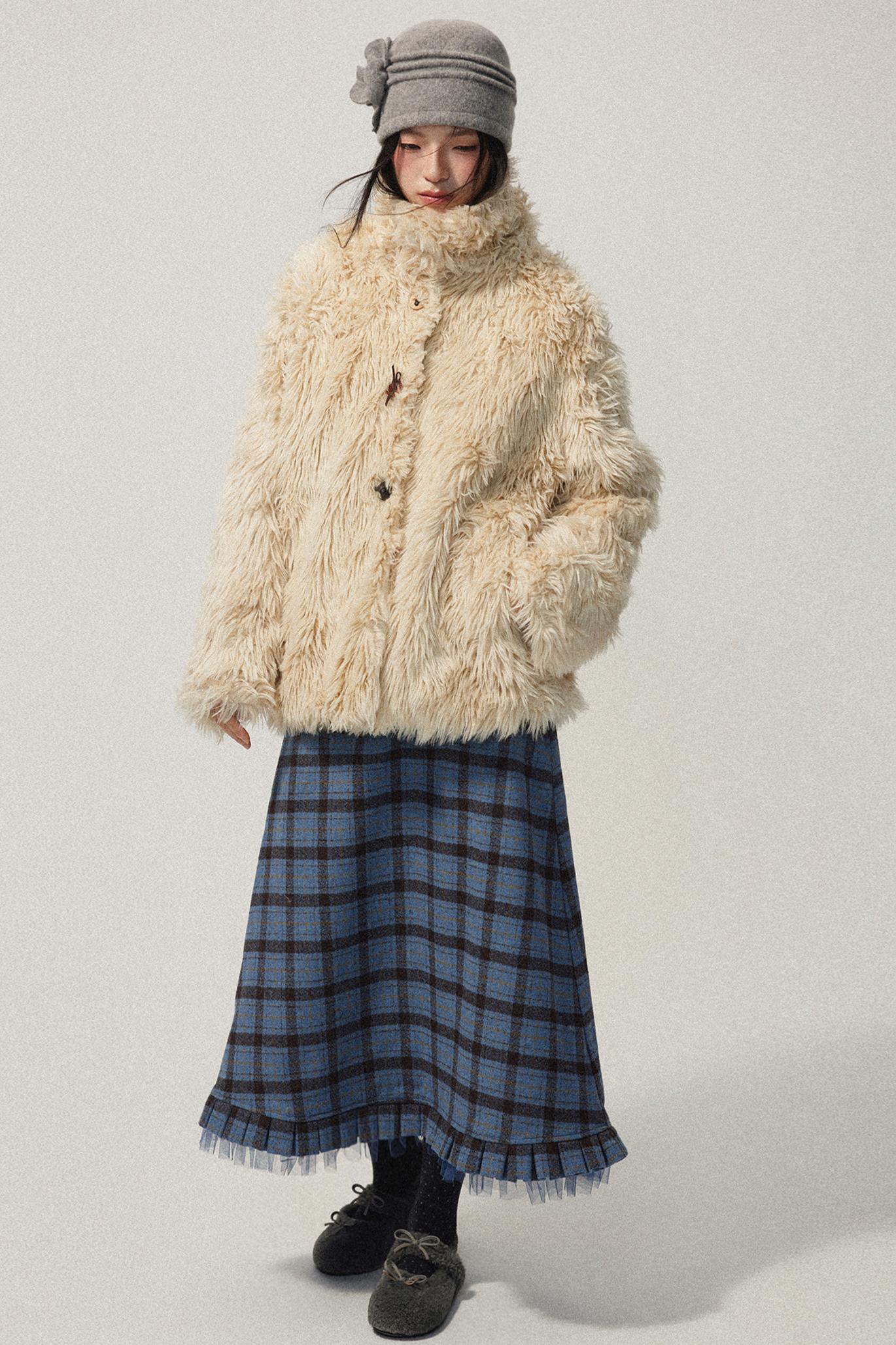 Blue Check Tweed Mermaid Skirt