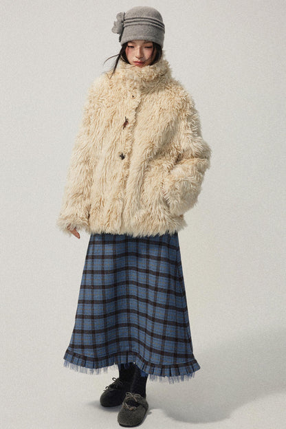 Blue Check Tweed Mermaid Skirt