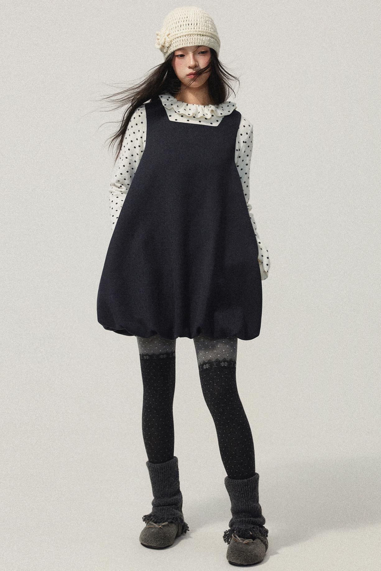 Grey Bubble Hem Sleeveless Dress