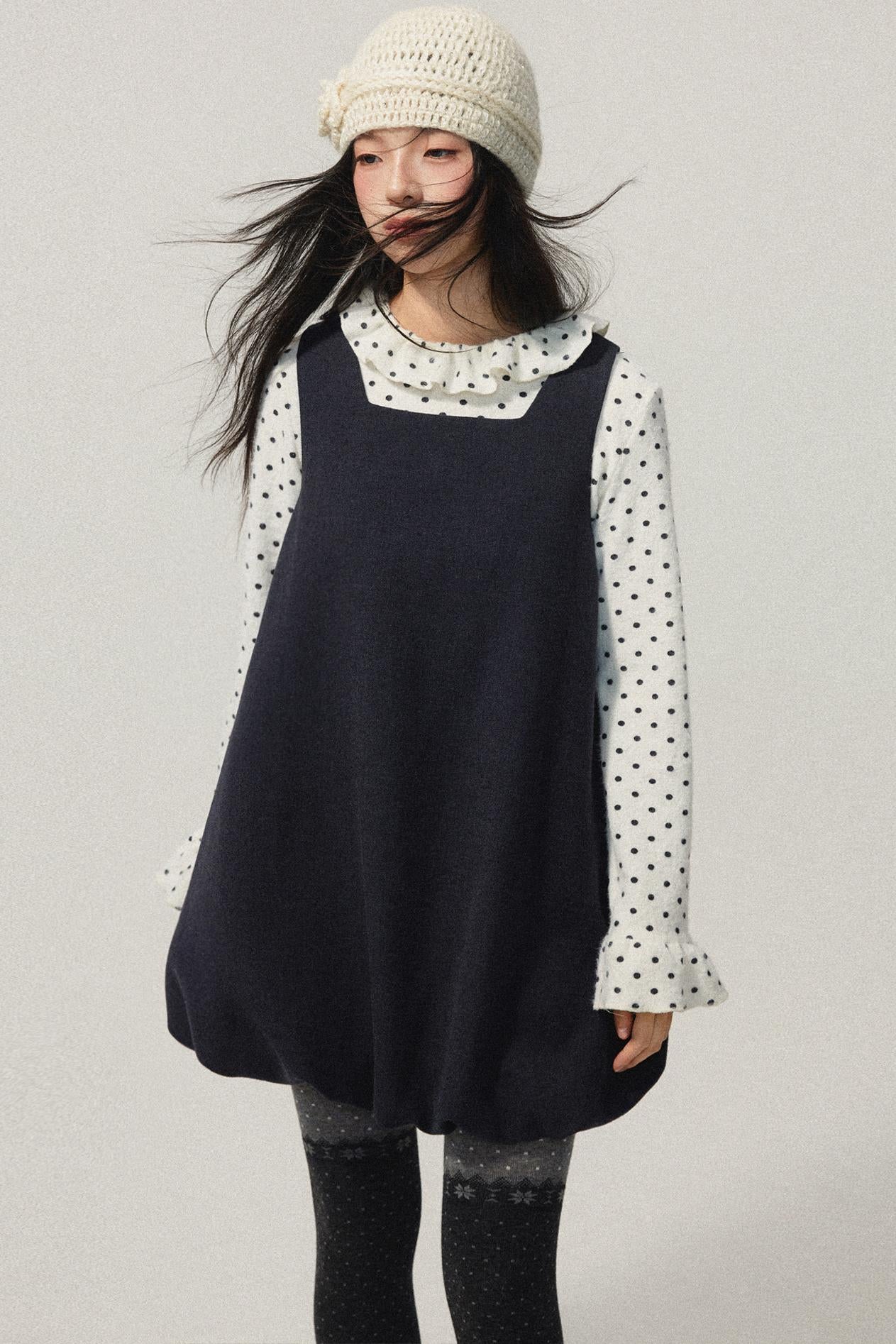 Ruffled Neck Polka Dot Top
