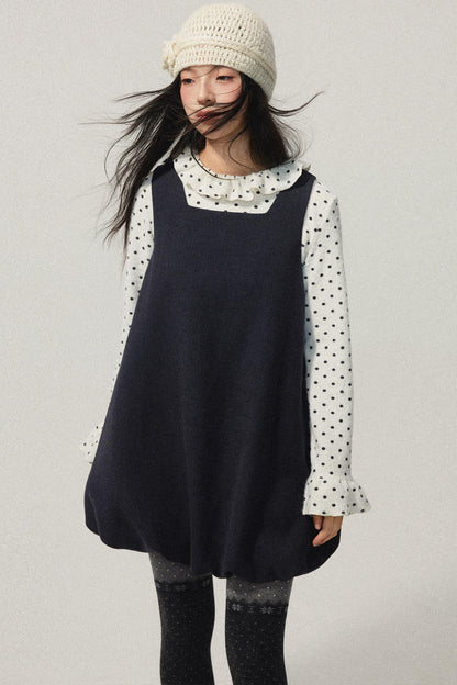 Ruffled Neck Polka Dot Top