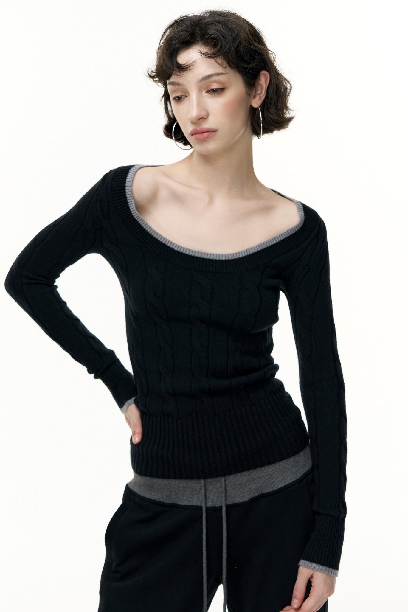 Crew Neck Tencel Wool Knit Sweater