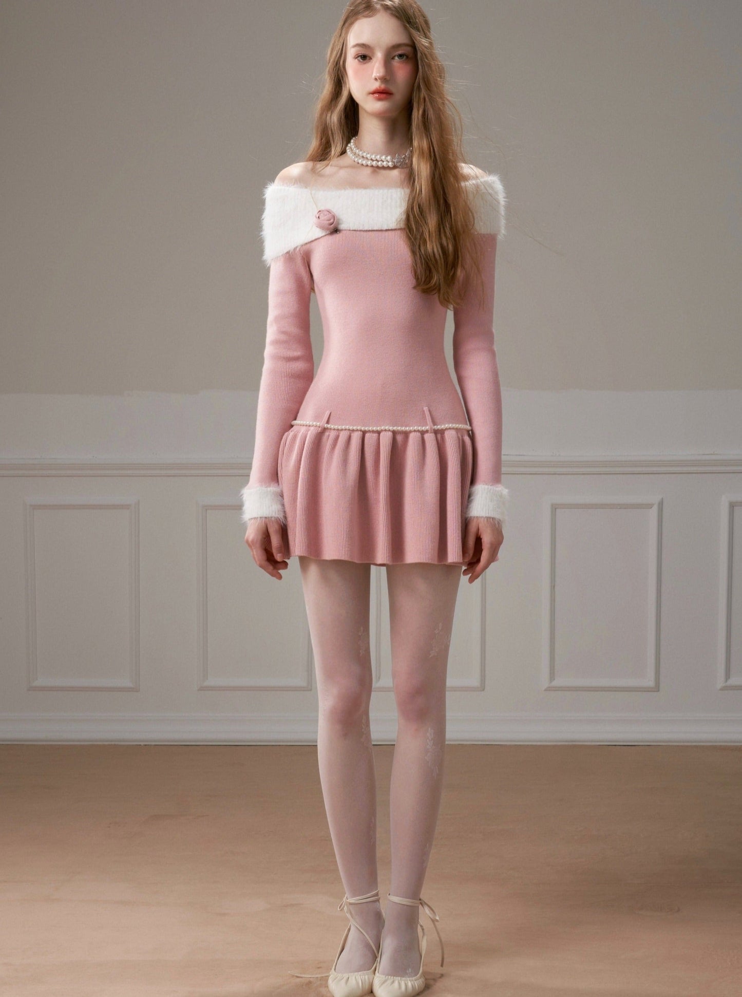 Ballet sweet mink knit dress