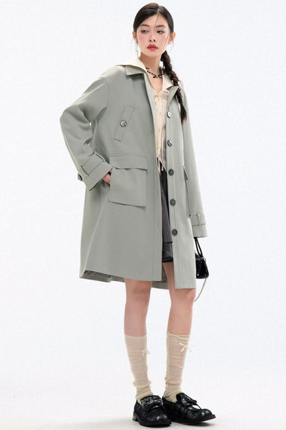 Elegant Lyocell Wool Long Coat