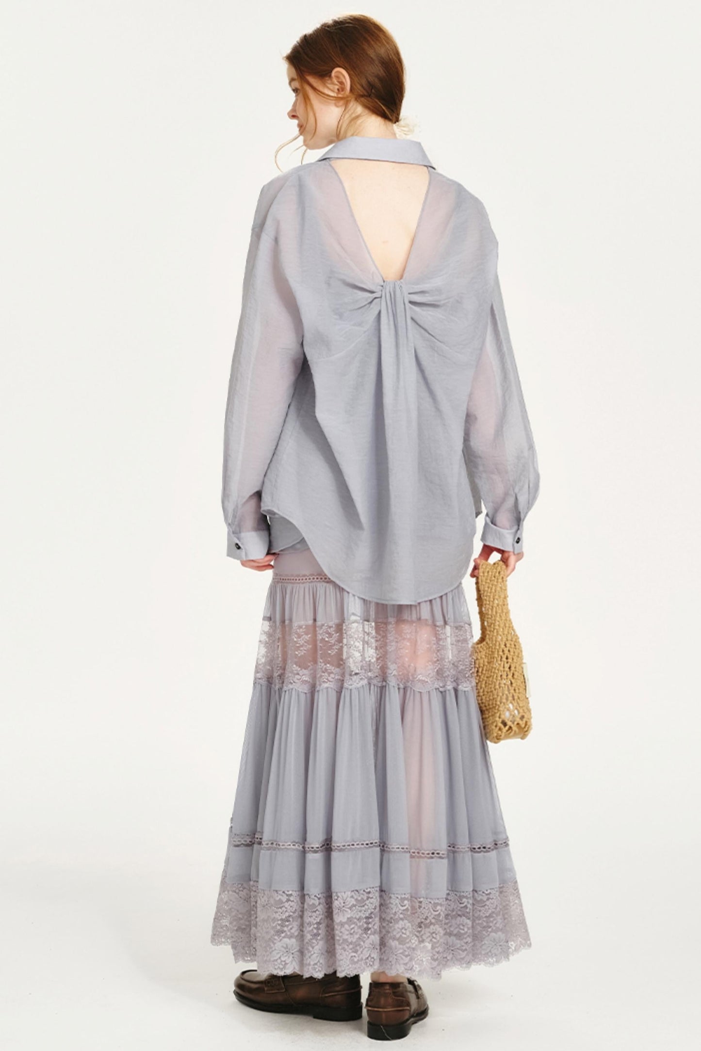 Sheer Romantic Backless Dress Set-Up