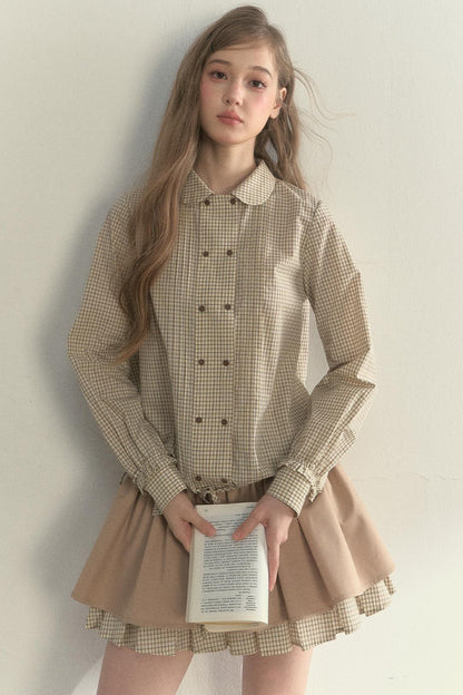 Vintage White Plaid Long Sleeve Inner Shirt