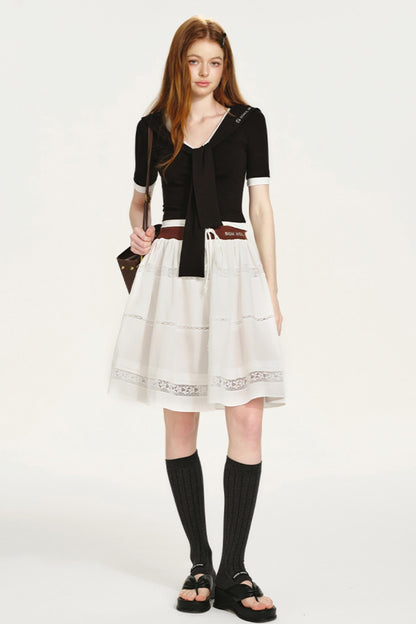 Embroidered Navy Knit Sweater