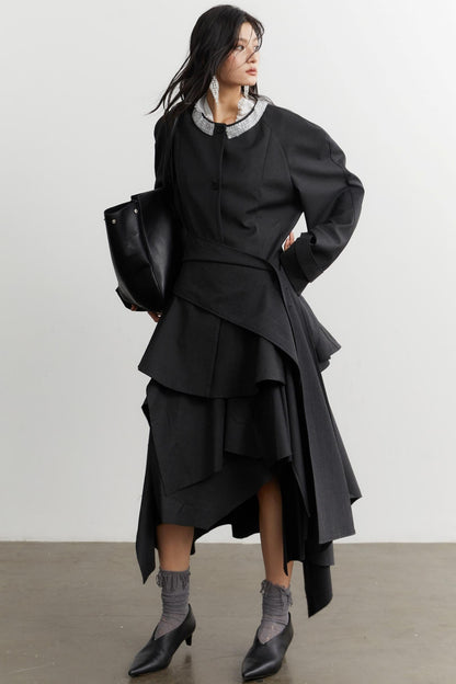 Celebrity Ruffled Gray Blazer