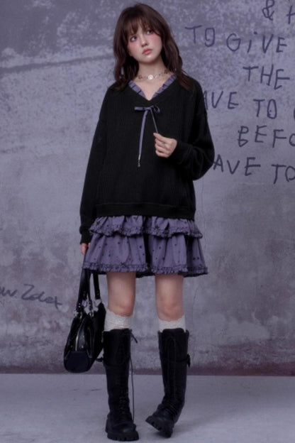 Little Witch Knitted Patchwork Dress