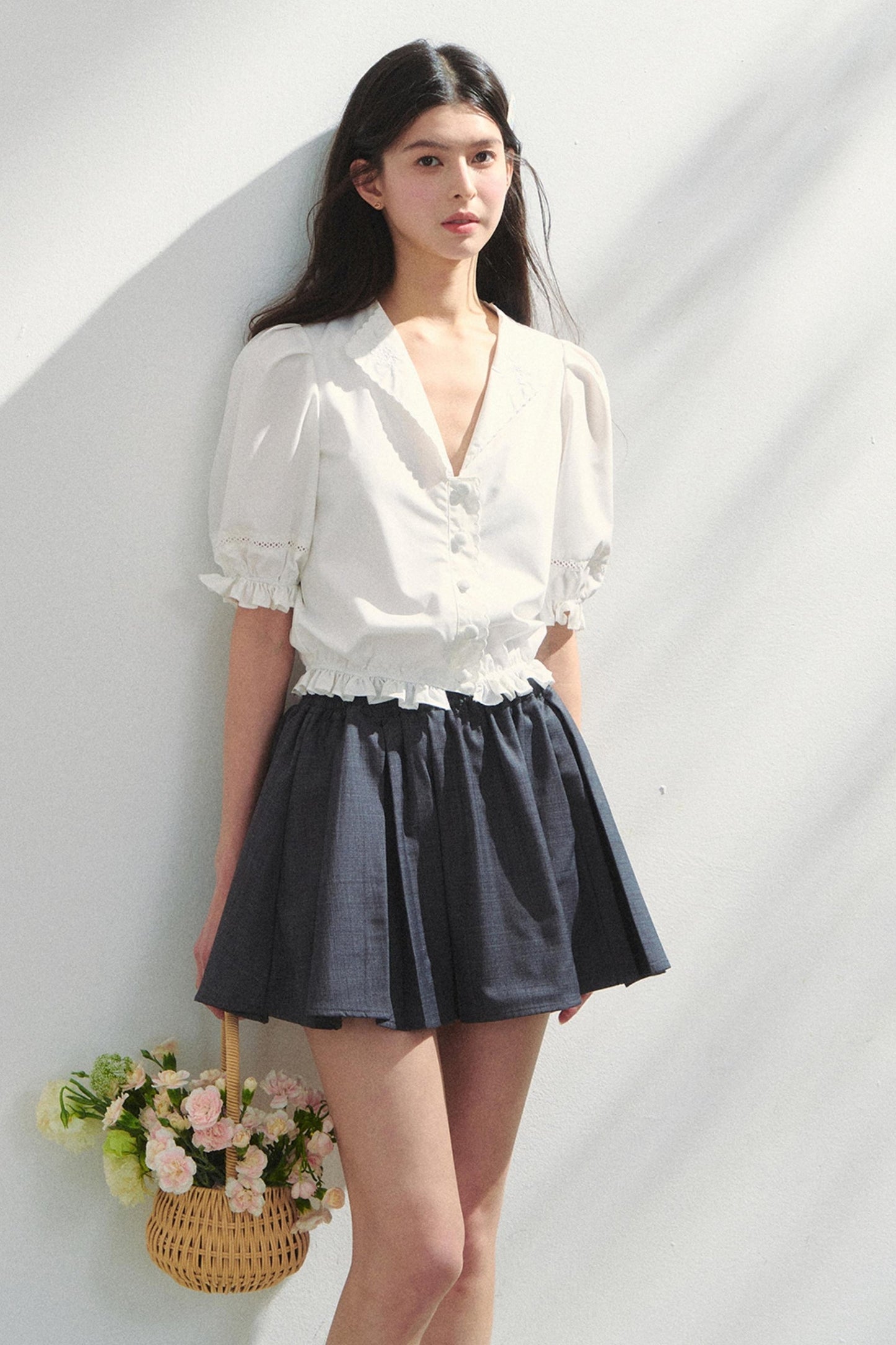 Vintage Embroidered V-Neck Shirt