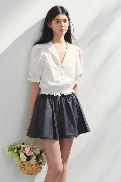 Vintage Embroidered V-Neck Shirt