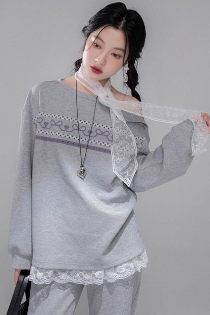 Purple Printed Top & Pants Set