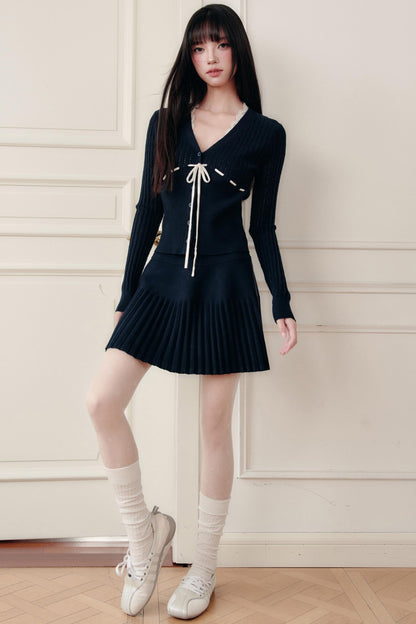Pleated Knit Skirt & Top Set-Up