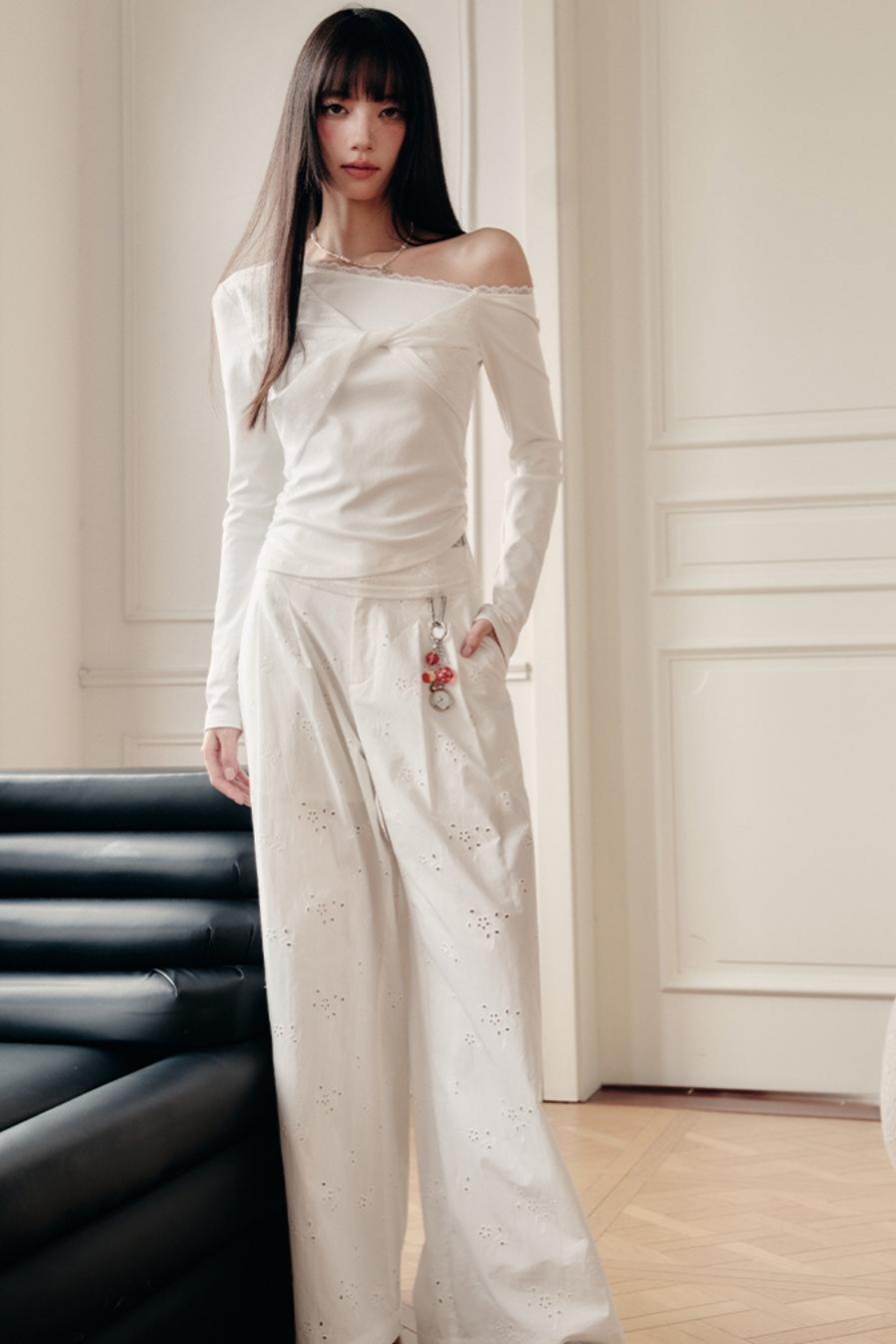 White Trace Lace Shirt