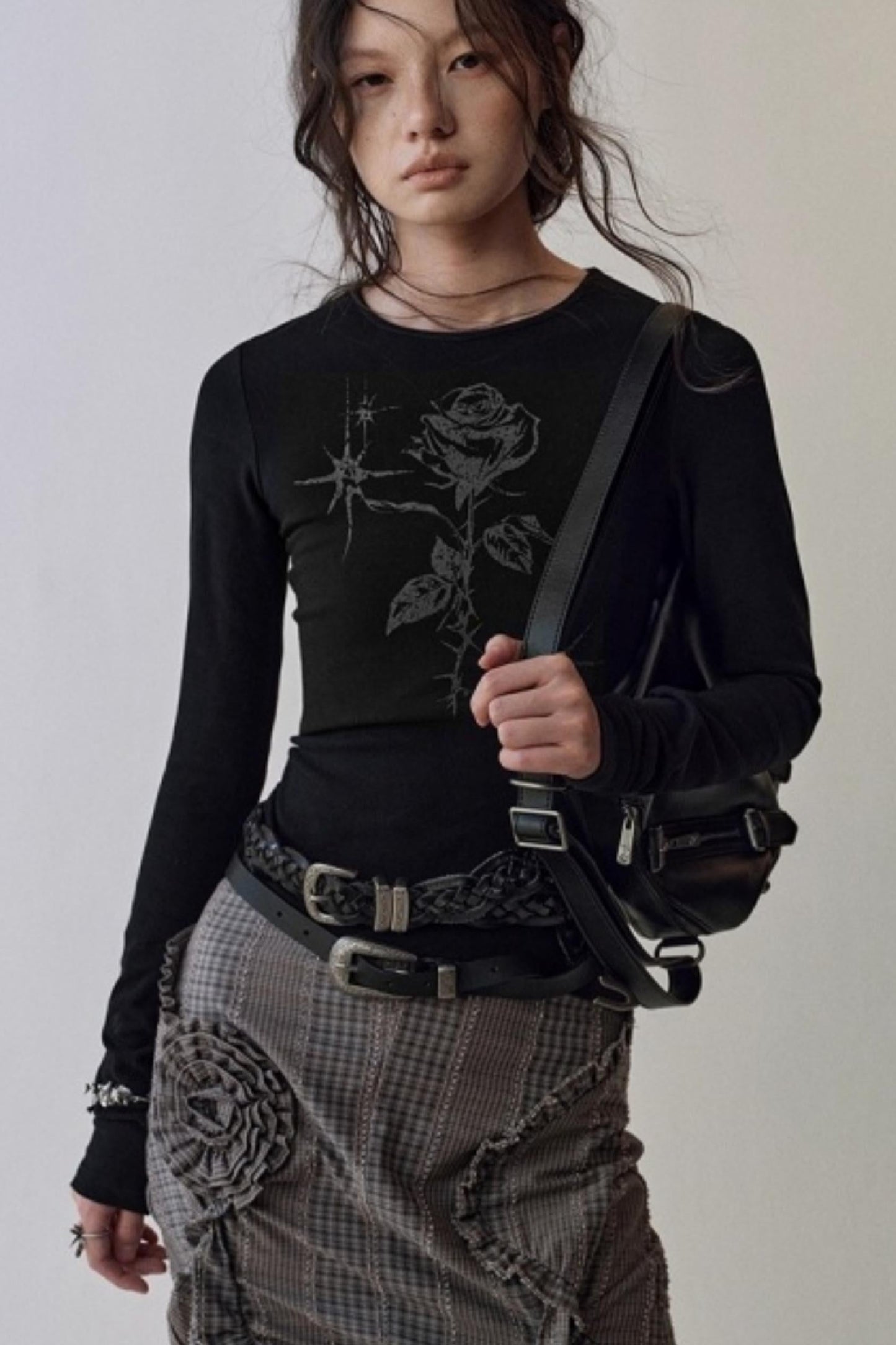 Hand-Painted Rose Knit Top
