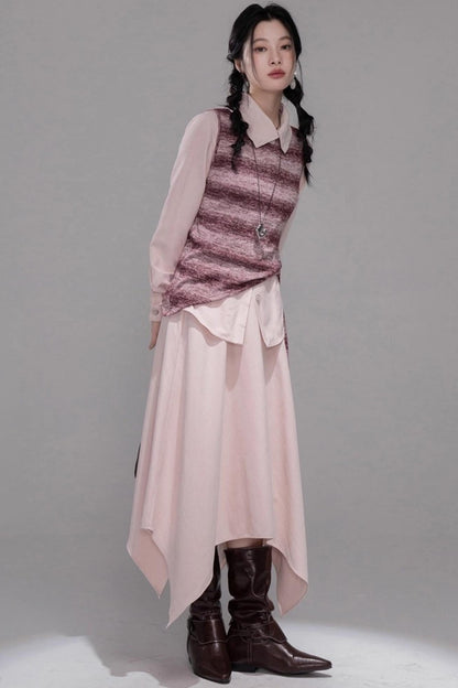 Berry Purple Chimney Collar Shirt Set-Up