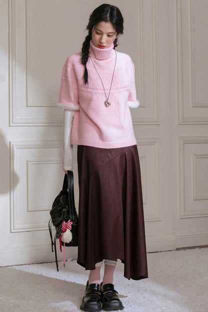 Burgundy Blended Brown Skirt