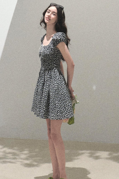 Drawstring Graffiti Dress