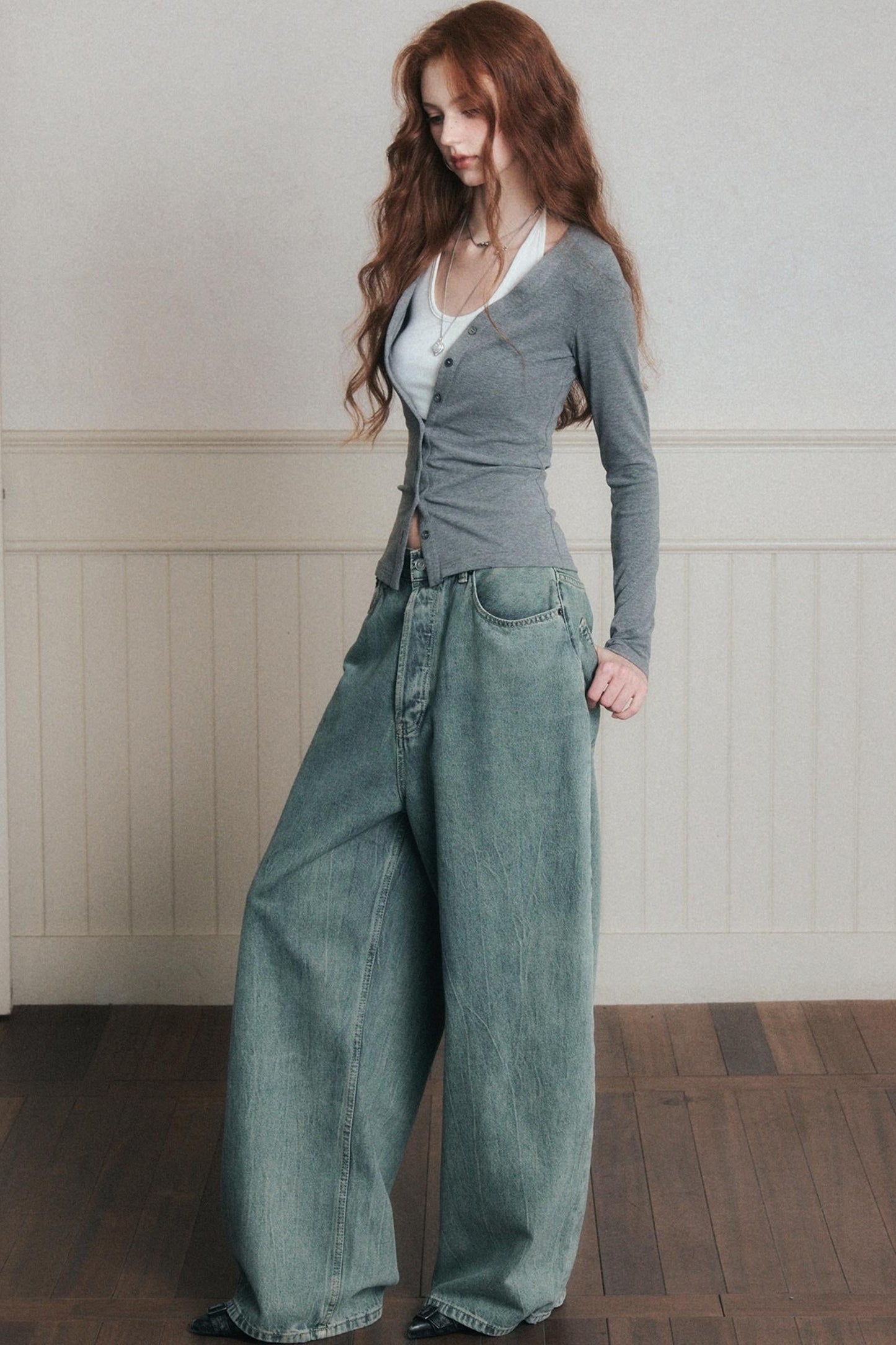 Relaxed Wide-Leg Denim Pants