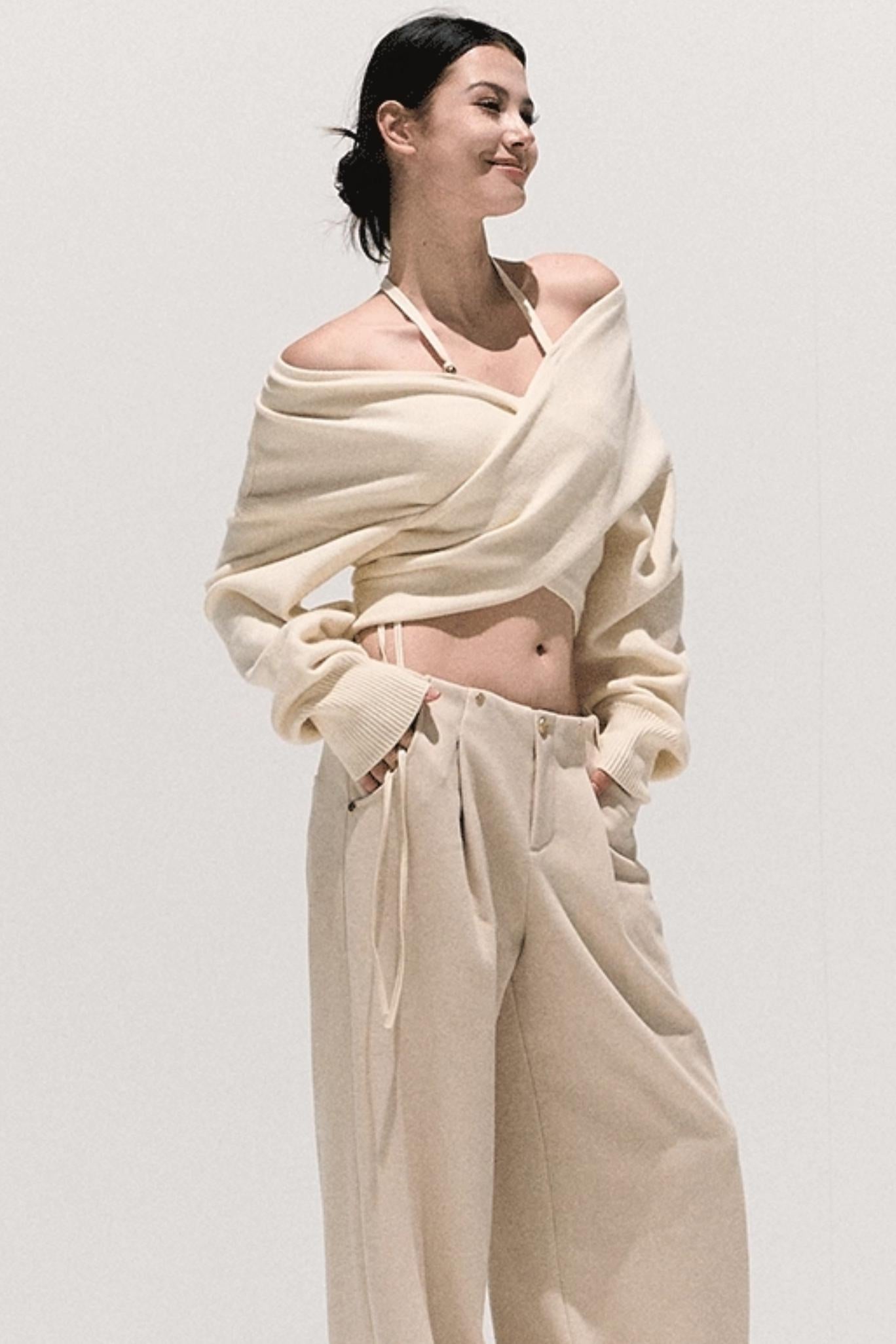 High-Waisted Wool Trousers