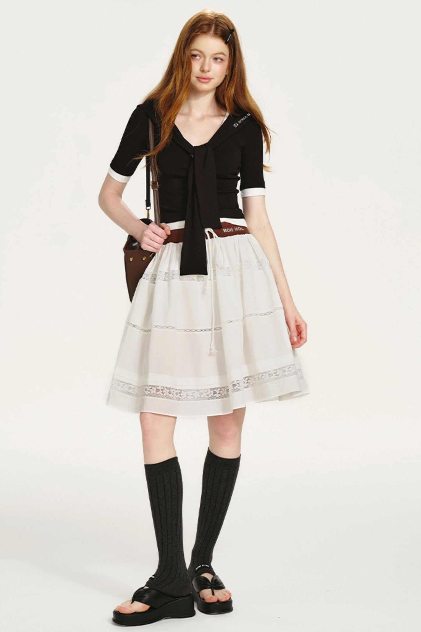 Lace-Panel Bustier Skirt