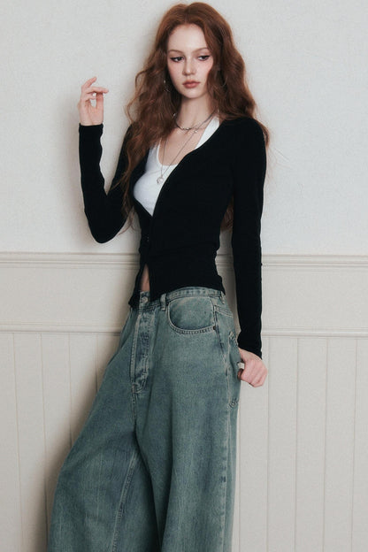 Layered Suspender Cardigan