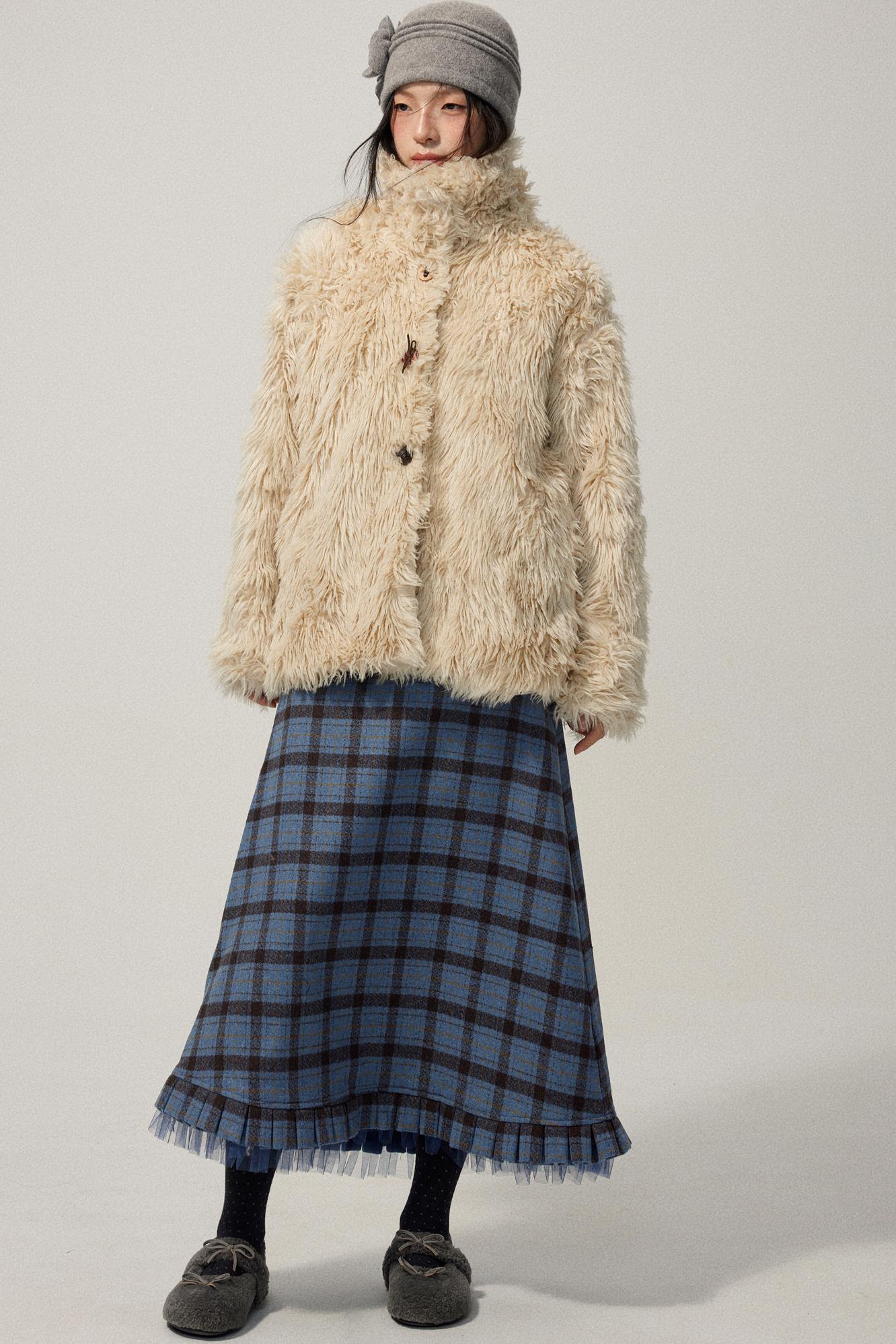 Blue Check Tweed Mermaid Skirt