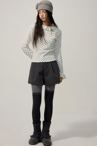 Gray Wool A-Line Suit Shorts