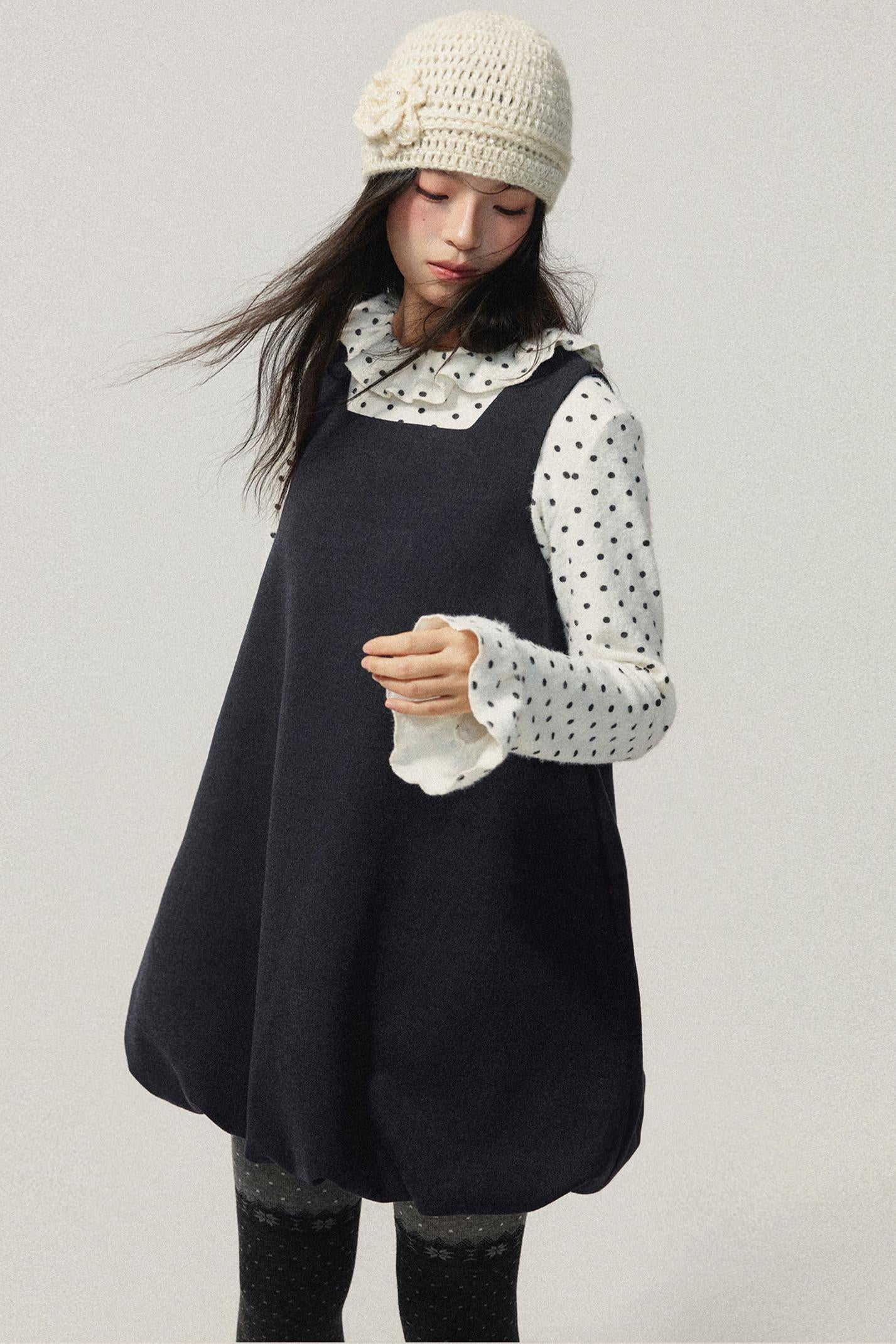 Grey Bubble Hem Sleeveless Dress