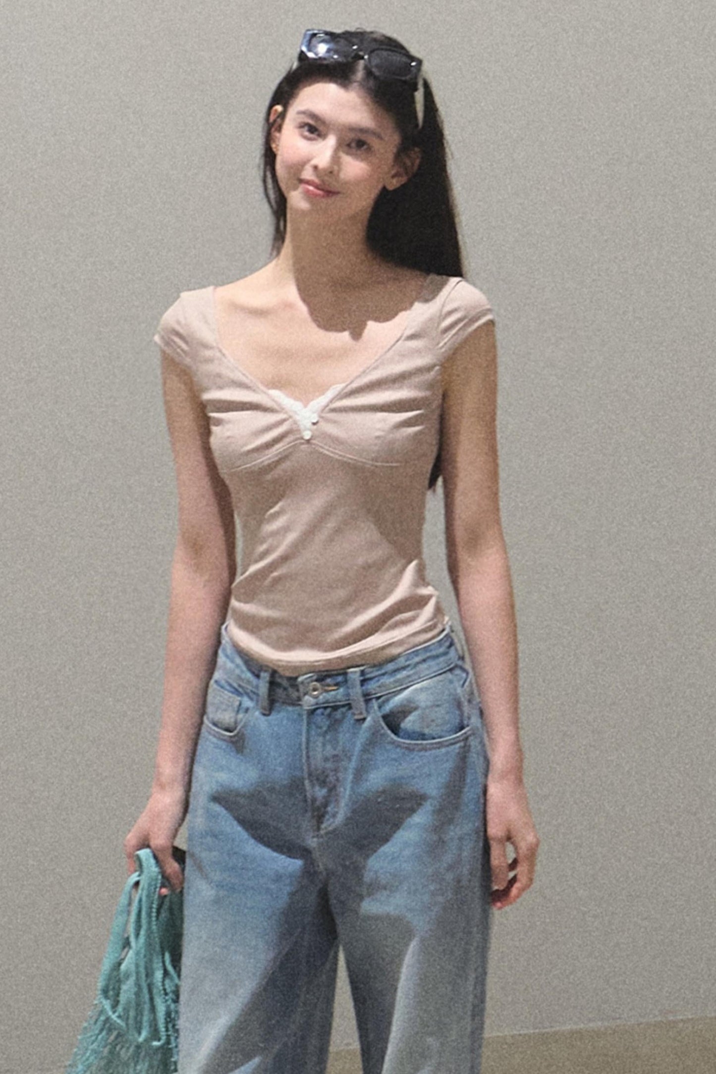 Lace Whisper V-Neck Tee