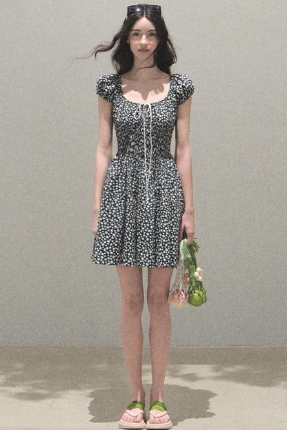 Drawstring Graffiti Dress