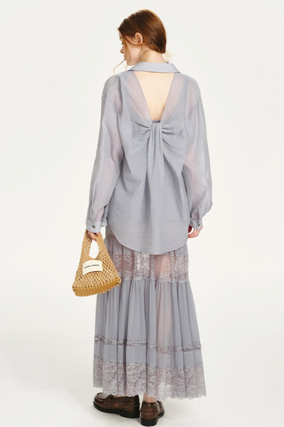 Sheer Romantic Backless Dress Set-Up