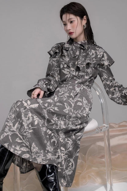 Smart Ink Shawl Collar Dress